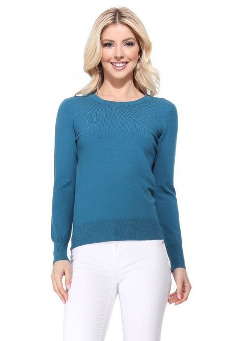 Crew Neck Long Sleeve Light Basic Casual Knit Top king-general-store-5710.myshopify.com