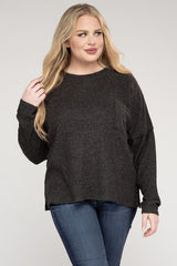 Plus Ribbed Brushed Melange Hacci Sweater king-general-store-5710.myshopify.com