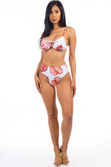 Red Tropical Leaf Print Bikini king-general-store-5710.myshopify.com