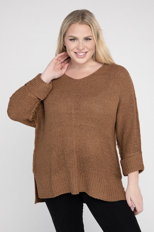 Plus Size Crew Neck Knit Sweater king-general-store-5710.myshopify.com