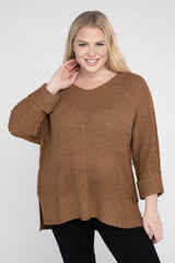 Plus Size Crew Neck Knit Sweater king-general-store-5710.myshopify.com