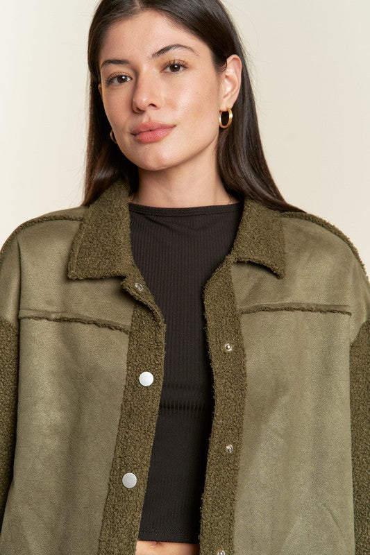 Plus Faux Fur and Suede Jacket king-general-store-5710.myshopify.com