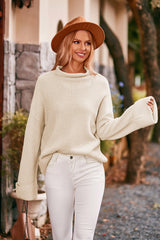 Mock Neck Drop Shoulder Sweater