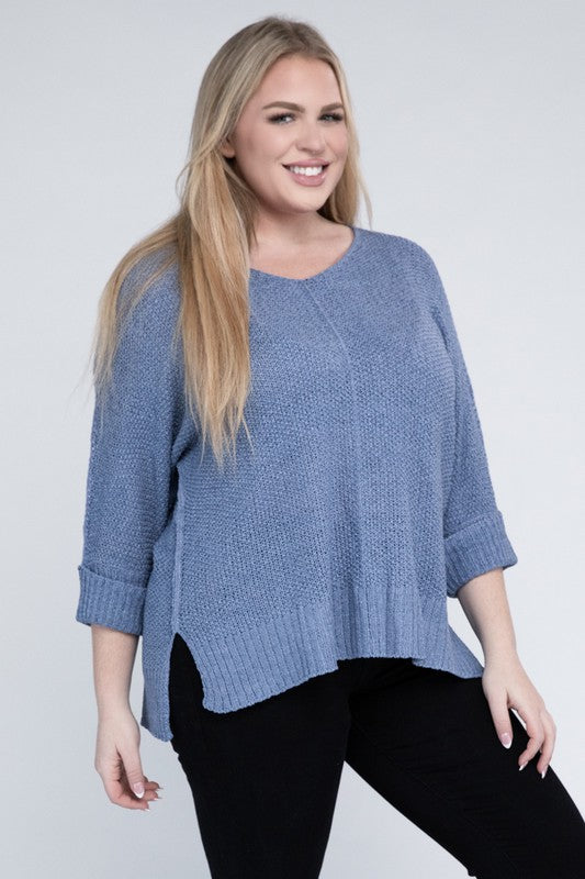 Plus Size Crew Neck Knit Sweater king-general-store-5710.myshopify.com