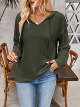 Double Take Drawstring Dropped Shoulder Long Sleeve Hoodie