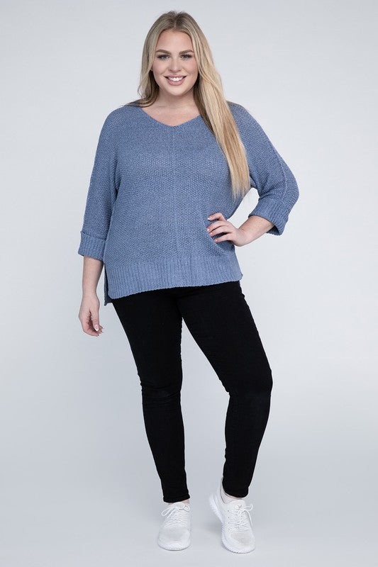 Plus Size Crew Neck Knit Sweater king-general-store-5710.myshopify.com