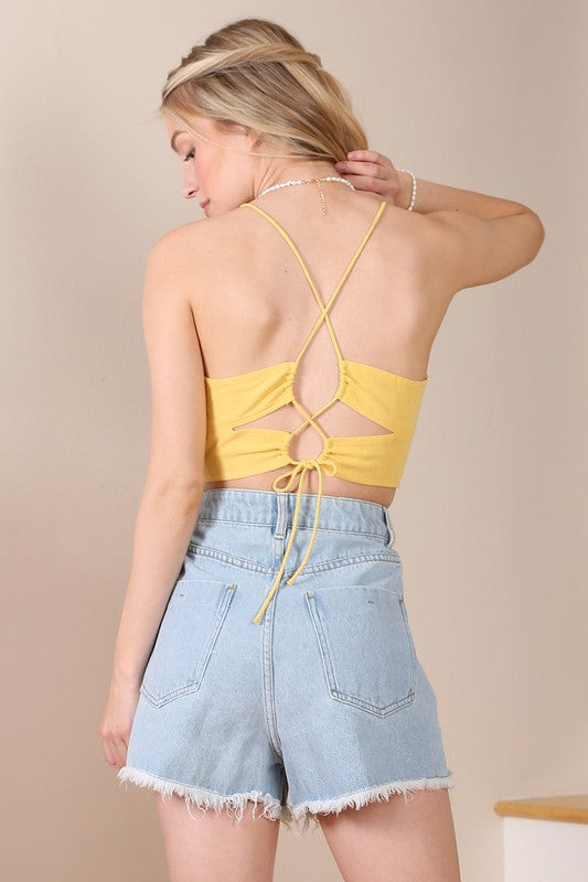 Yellow Crop Tank Top king-general-store-5710.myshopify.com