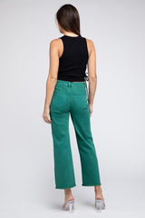 Acid Wash Frayed Cutoff Hem Straight Wide Pants king-general-store-5710.myshopify.com