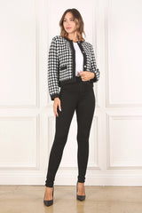 Black Check Knitted Jacket king-general-store-5710.myshopify.com