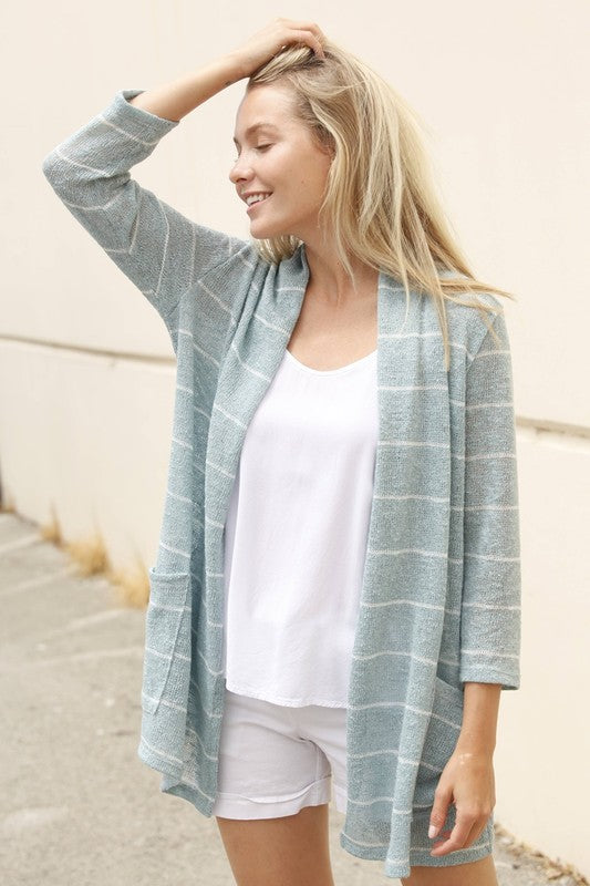 Spring Stripe Cardigan with Pocket king-general-store-5710.myshopify.com