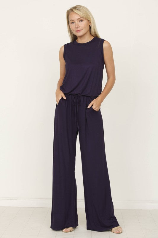 Solid Drawstring Pocket Jumpsuit king-general-store-5710.myshopify.com