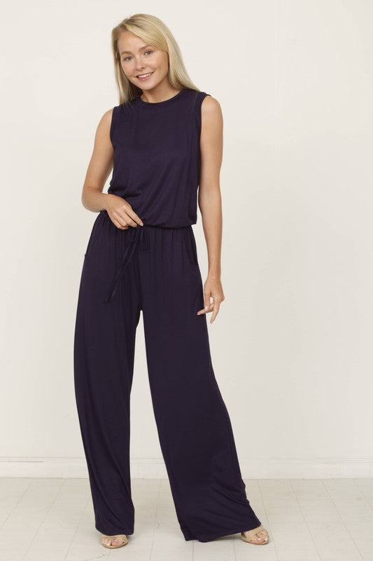 Solid Drawstring Pocket Jumpsuit king-general-store-5710.myshopify.com