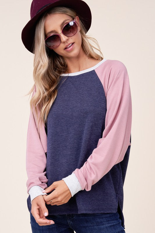 Solid Terry Color Block Sweatshirt