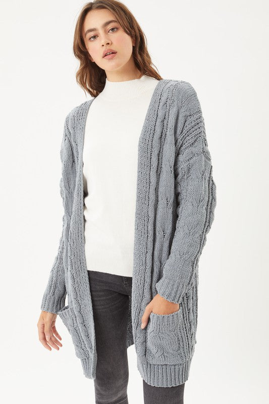 Chenille Cable Knit Oversized Open Front Cardigan king-general-store-5710.myshopify.com