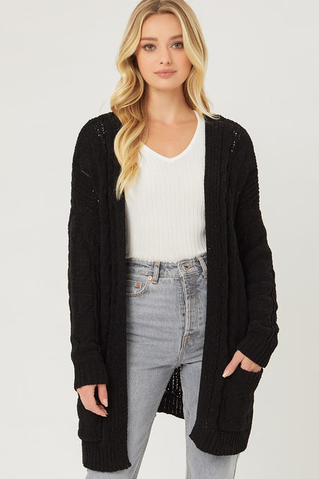 Chenille Cable Knit Oversized Open Front Cardigan king-general-store-5710.myshopify.com