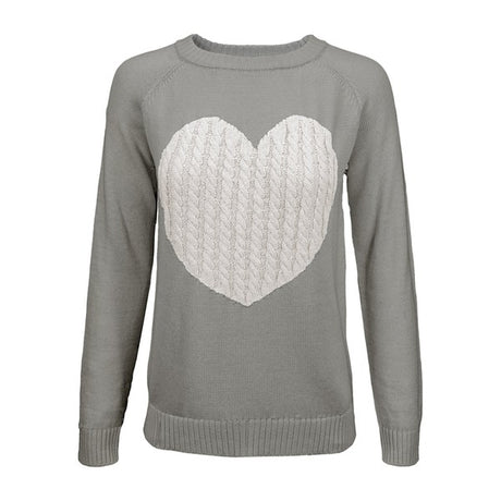 Love Heart Jacquard Round Neck Pullover Sweater king-general-store-5710.myshopify.com