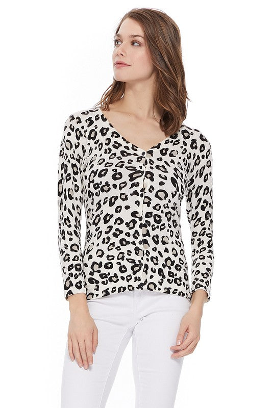 Leopard Print V-Neck Sweater Cardigan king-general-store-5710.myshopify.com