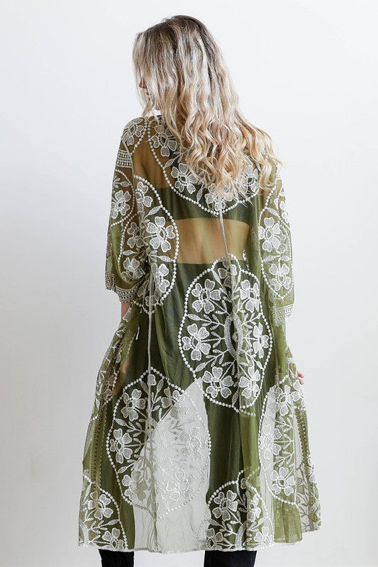 Contrast Mesh Cotton Lace Kimono king-general-store-5710.myshopify.com