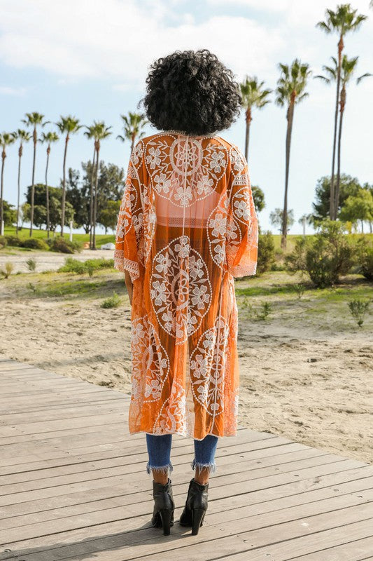 Contrast Mesh Cotton Lace Kimono king-general-store-5710.myshopify.com