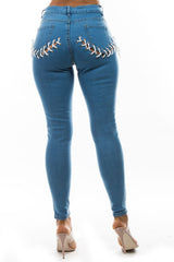 Blue Denim Jeans with Rear Lace-Ups king-general-store-5710.myshopify.com