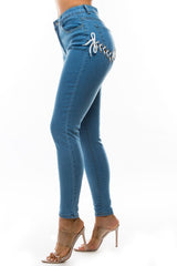 Blue Denim Jeans with Rear Lace-Ups king-general-store-5710.myshopify.com