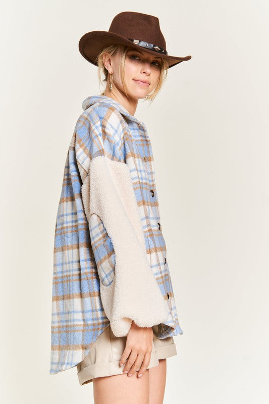 Multi Plaid Fuzzy Sleeve Jacket king-general-store-5710.myshopify.com