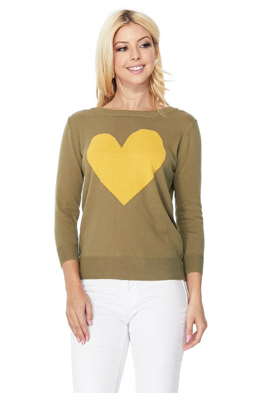 S/S Love Heart Crew-neck 12GG Pullover Sweater king-general-store-5710.myshopify.com