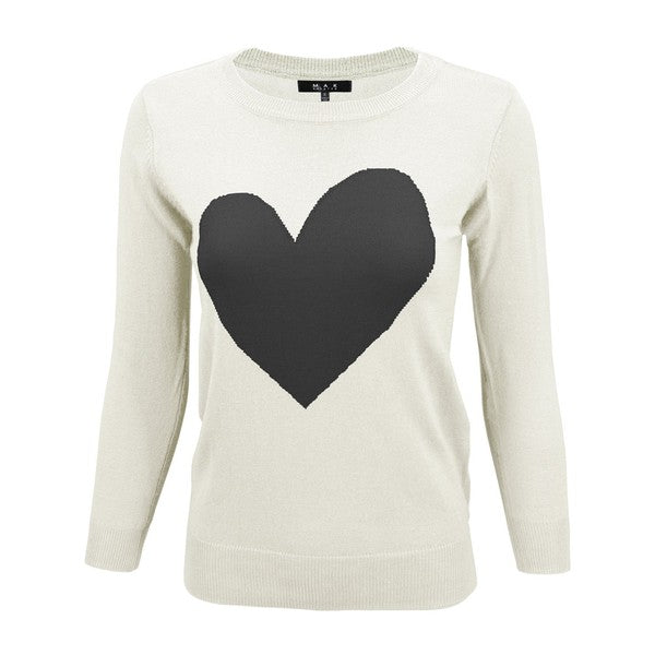 S/S Love Heart Crew-neck 12GG Pullover Sweater king-general-store-5710.myshopify.com