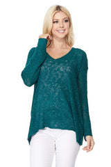 Long Sleeve V-Neck Thin Slub Knit Sweater king-general-store-5710.myshopify.com