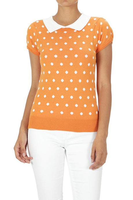 Puffed Cap Sleeve Polka Dot Jacquard Sweater king-general-store-5710.myshopify.com