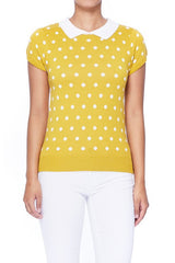 Puffed Cap Sleeve Polka Dot Jacquard Sweater king-general-store-5710.myshopify.com