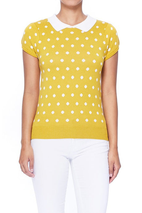 Puffed Cap Sleeve Polka Dot Jacquard Sweater king-general-store-5710.myshopify.com