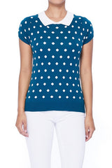 Puffed Cap Sleeve Polka Dot Jacquard Sweater king-general-store-5710.myshopify.com