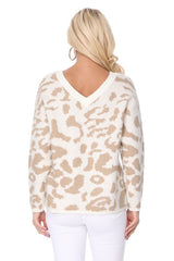 Leopard Pattern Jacquard Sweater Pull Over Top king-general-store-5710.myshopify.com