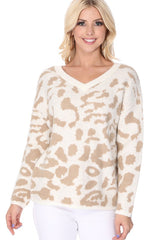 Leopard Pattern Jacquard Sweater Pull Over Top king-general-store-5710.myshopify.com