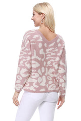 Leopard Pattern Jacquard Sweater Pull Over Top king-general-store-5710.myshopify.com