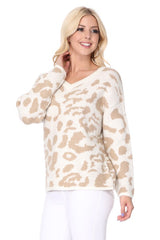 Leopard Pattern Jacquard Sweater Pull Over Top king-general-store-5710.myshopify.com