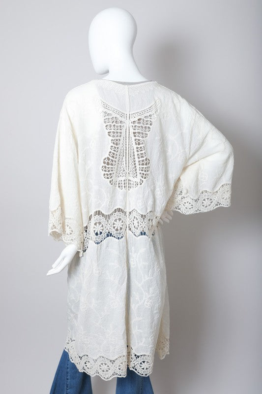 Crochet Open Patch Longline Kimono king-general-store-5710.myshopify.com