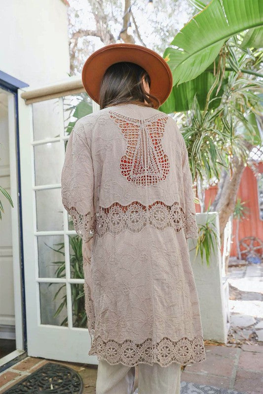 Crochet Open Patch Longline Kimono king-general-store-5710.myshopify.com