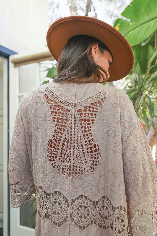 Crochet Open Patch Longline Kimono king-general-store-5710.myshopify.com