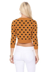 Polka Dot Jacquard Cropped Bolero Sweater Cardigan king-general-store-5710.myshopify.com