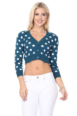 Polka Dot Jacquard Cropped Bolero Sweater Cardigan king-general-store-5710.myshopify.com