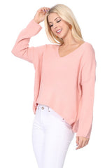 Wide V-Neck Oversized Sweater Top w. Side Slit king-general-store-5710.myshopify.com