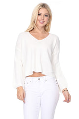 Wide V-Neck Oversized Sweater Top w. Side Slit king-general-store-5710.myshopify.com