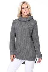 Turtleneck Oversized Waffle Knit Tunic Sweater king-general-store-5710.myshopify.com