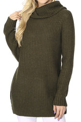 Turtleneck Oversized Waffle Knit Tunic Sweater king-general-store-5710.myshopify.com