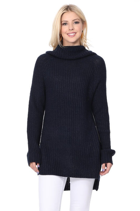 Turtleneck Oversized Waffle Knit Tunic Sweater king-general-store-5710.myshopify.com