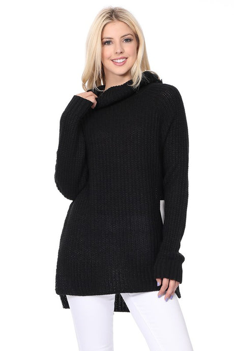 Turtleneck Oversized Waffle Knit Tunic Sweater king-general-store-5710.myshopify.com