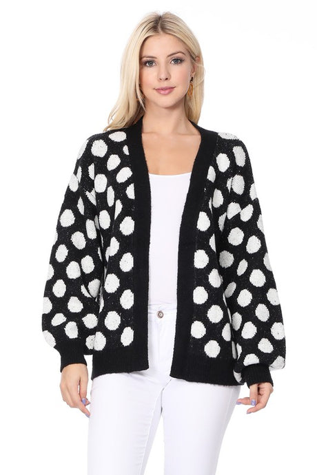 Polka Dot Jacquard Sweater Shrug Cardigan king-general-store-5710.myshopify.com