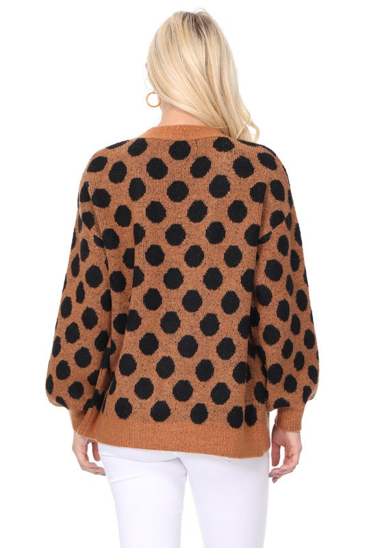 Polka Dot Jacquard Sweater Shrug Cardigan king-general-store-5710.myshopify.com